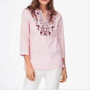 Brooks Brothers pink floral embroidered tunic top